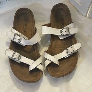 Eastland White Tiogo Adjustable Strap Flat Sandals